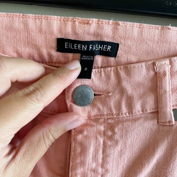 Eileen Fisher Organic Cotton Denim Straight Slim Jean Pants Pink Womens Size 8 - Picture 4 of 10